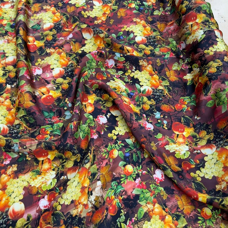 Seta alta moda motivo frutta - Diffusione Tessuti