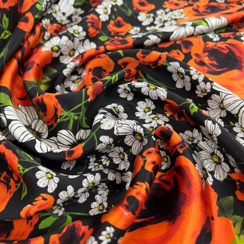Seta alta moda motivo prato fiorito - Diffusione Tessuti