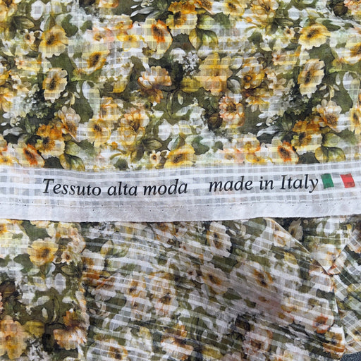 Seta Devore fantasia floreale e quadratini - Diffusione Tessuti