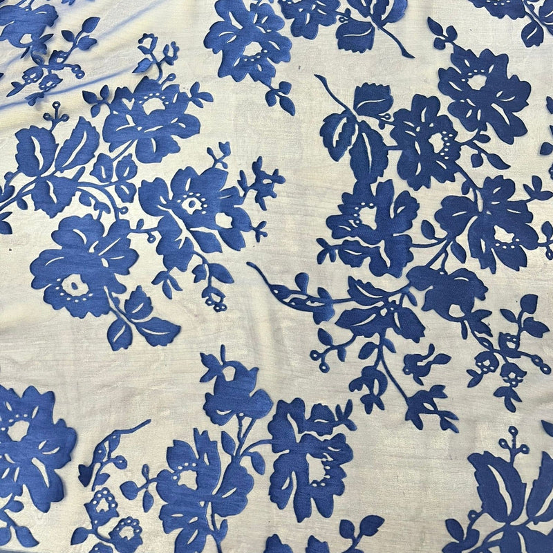 Seta Devore ramato in blu - Diffusione Tessuti