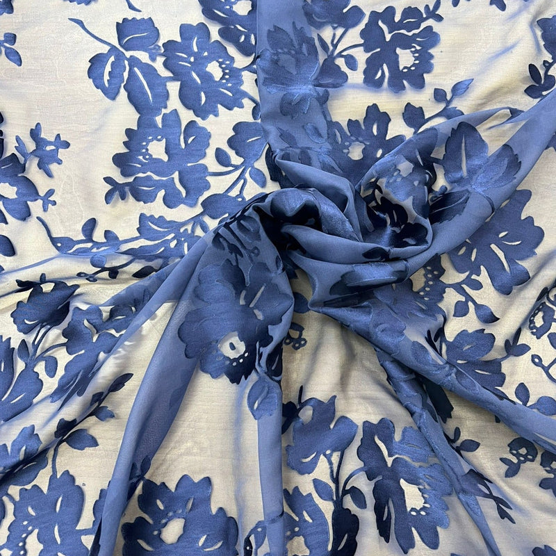 Seta Devore ramato in blu - Diffusione Tessuti