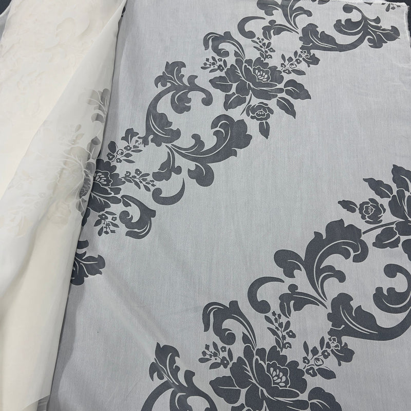 Tenda Devoré in Poliestere Piombata Fantasia Barocca Floreale (H 290 - 300 cm) - Diffusione Tessuti