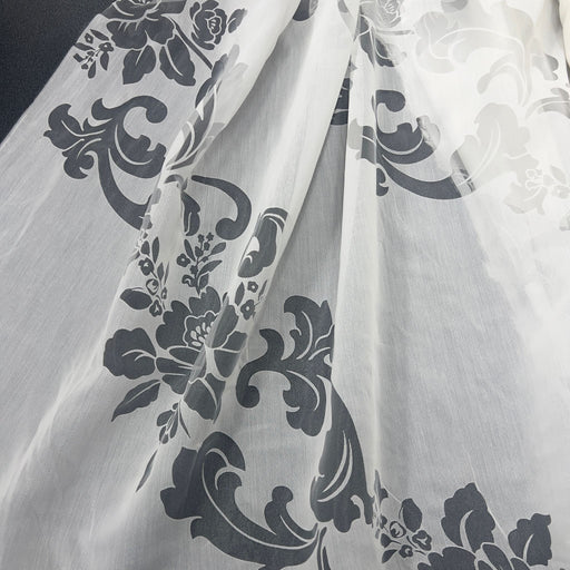 Tenda Devoré in Poliestere Piombata Fantasia Barocca Floreale (H 290 - 300 cm) - Diffusione Tessuti