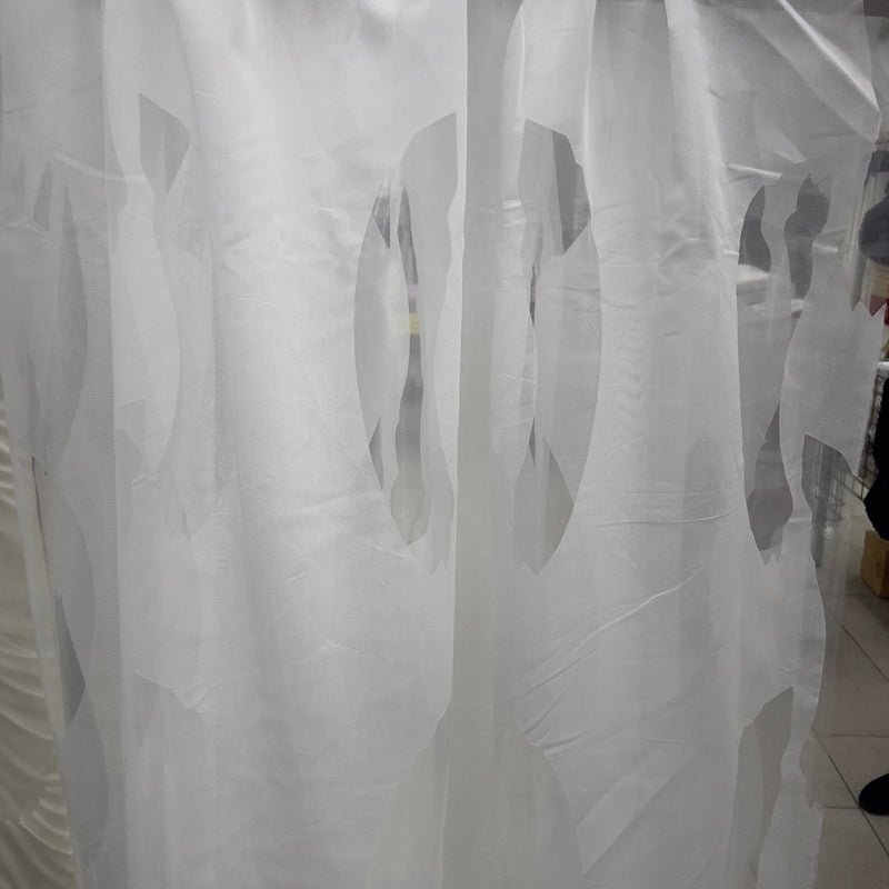 Tenda devorè moderna in poliestere con motivo a piuma – Altezza 290 - 300 cm – Piombata - Diffusione Tessuti