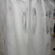 Tenda devorè in poliestere con fantasia piuma stilizzata, trasparente, altezza 290-300 cm, piombata