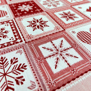 Tessuto Gobelin Natalizio con Cuori Fiocchi di Neve e Alberi - Diffusione Tessuti
