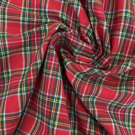 Tessuto Tartan Scozzese Rosso a Motivo Piccolo Dorato - Diffusione Tessuti
