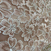 Tulle con fiori di ciliegio ricamato - Diffusione Tessuti