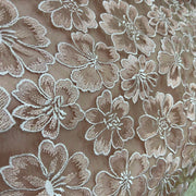 Tulle con fiori di ciliegio ricamato - Diffusione Tessuti