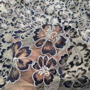 Tulle con fiori di ciliegio ricamato - Diffusione Tessuti